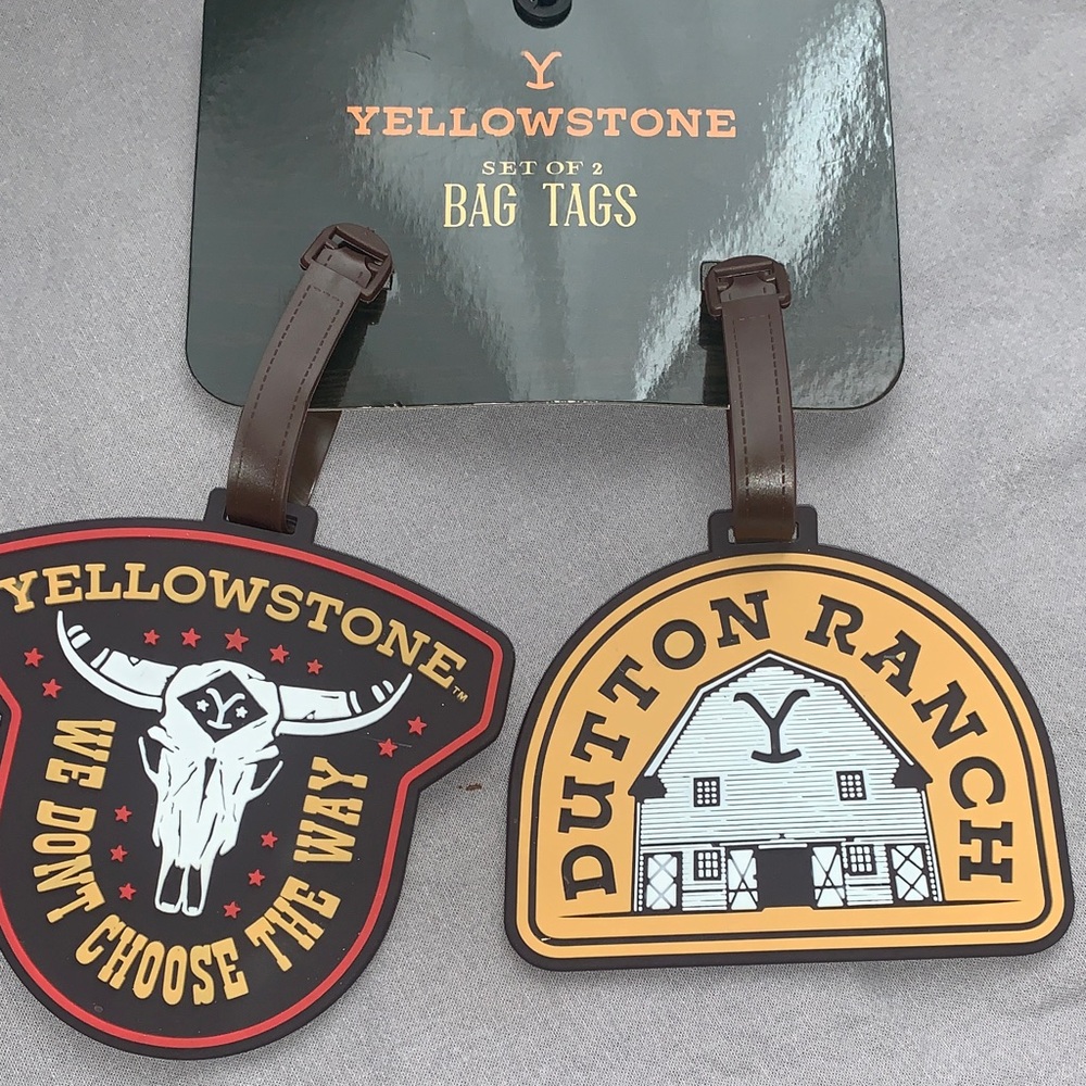 🆕- YELLOW STONE SET OF TWO BAG TAGS - Black and Yellow